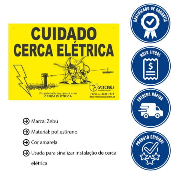 Placa Cuidado Cerca Elétrica Zebu (10un) 40150