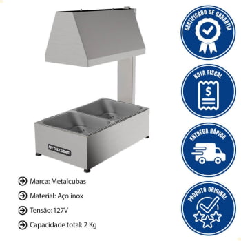Conservador De Fritura Elétrico Metalcubas 2 cubas Em Inox MCF02CP 127V