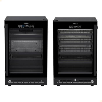 Conjunto Venax Cervejeira e Adega Porta Invertida Touch Top Light-In 100 Litros preto fosco 127V