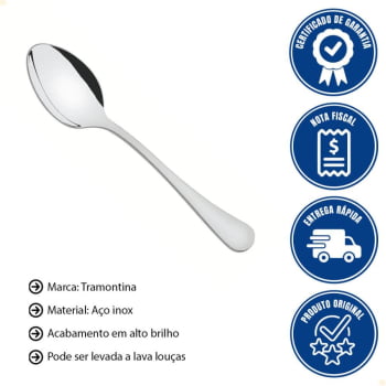 12 Colheres Para Sobremesa Tramontina Zurique em Aço Inox 63986040