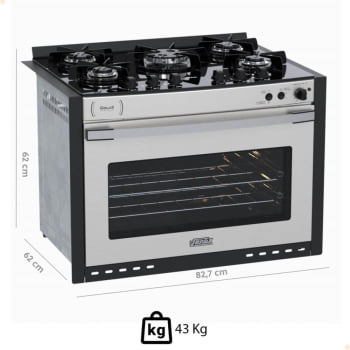 Fogão a Gás de Embutir Gaudi Platinum Vitreo 5 Queimadores Inox GLP 220V 22232