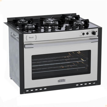 Fogão a Gás de Embutir Gaudi Platinum Vitreo 5 Queimadores Inox GLP 220V 22232