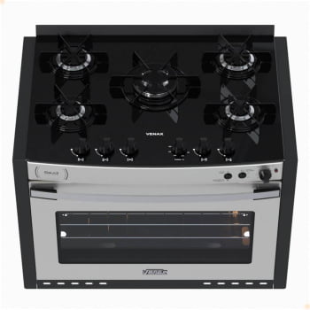 Fogão a Gás de Embutir Gaudi Platinum Vitreo 5 Queimadores Inox GLP 220V 22232
