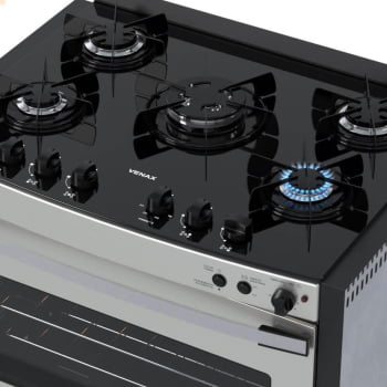 Fogão a Gás de Embutir Gaudi Platinum Vitreo 5 Queimadores Inox GLP 220V 22232