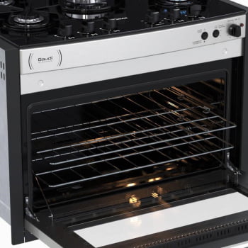 Fogão a Gás de Embutir Gaudi Platinum Vitreo 5 Queimadores Inox GLP 220V 22232