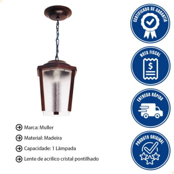 Pendente Muller Lanterna 1 Lâmpada Envelhecido 751E