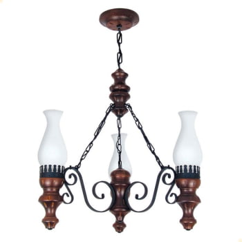 Lustre Muller Rustico 3 Lâmpadas Envelhecido 803E