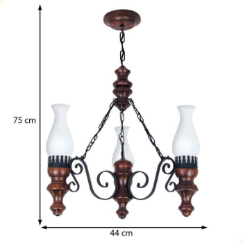 Lustre Muller Rustico 3 Lâmpadas Envelhecido 803E