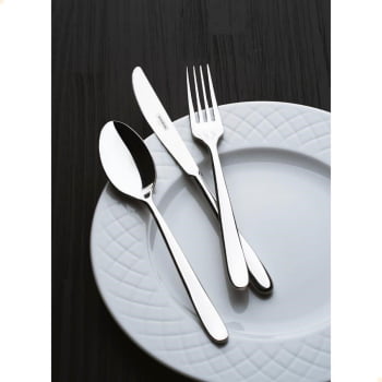 Faqueiro Tramontina Cannes em Aço Inox Facas de Mesa Forjadas Estojo de Madeira 76 Peças 66979300