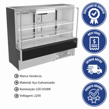 Balcão Vitrine Eco-Lite Venâncio Refrigerado Ar Forçado 508 L Low-E 220V VBVEC14 50903