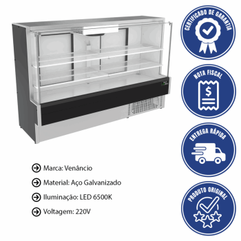 Balcão Vitrine Eco-Lite Venâncio Refrigerado Ar Forçado 641 L Low-E 220V VBVEC17 50916