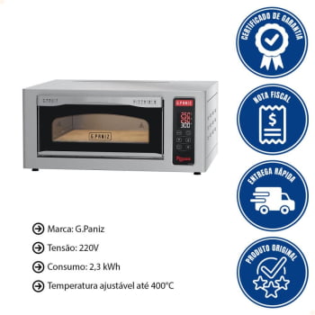 Forno Lastro para Pizza Elétrico G.Paniz Digital FPE-400D 220V Monofásico