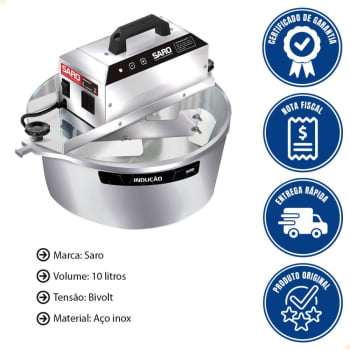 Panela Misturadora Elétrico De Indução Saro 10L Em Aço Inox Bivolt PA10PI