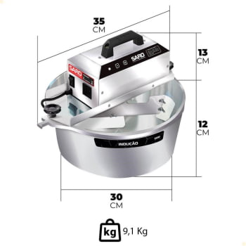 Panela Misturadora Elétrico De Indução Saro 10L Em Aço Inox Bivolt PA10PI