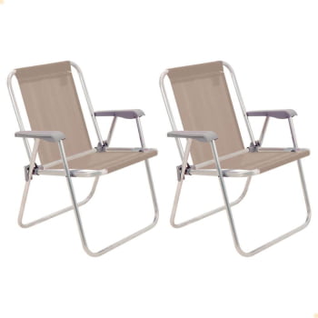 Kit 2 Cadeiras de Praia Tramontina Samoa Alta em Alumínio Camurça 92900/005