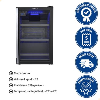 Refrigerador Expositor Venax Expvbl102 82L Preto Fosco Com LED 220V