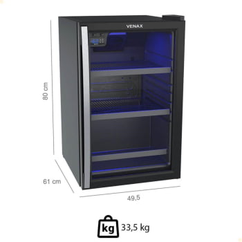 Refrigerador Expositor Venax Expvbl102 82L Preto Fosco Com LED 220V