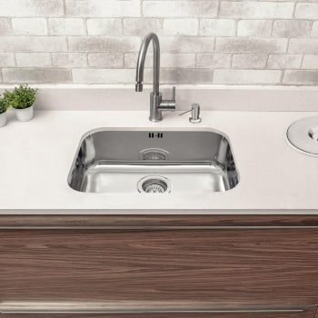 Cuba Tramontina Lavínia 47 BL Prime Aço Inox Alto Brilho 47x30cm com Válvula Escape e Sifão 94022203