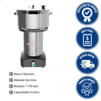 Processador de Alimentos Cutter Skymsen em Inox 8 Litros 220V - CR-8L 619493