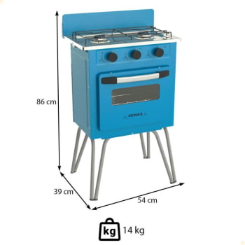Fogão a Gás Venax Gemini 2 Queimadores Vetro Azul GLP 7507