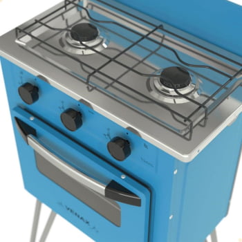 Fogão a Gás Venax Gemini 2 Queimadores Vetro Azul GLP 7507