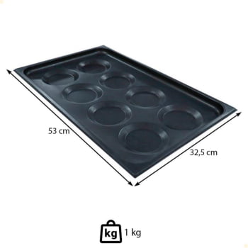 Bandeja Venâncio Chapa De Aço Carbono Antiaderente C/ 8 Cavidades Para Ovos Forno Combinado GN1/1PO