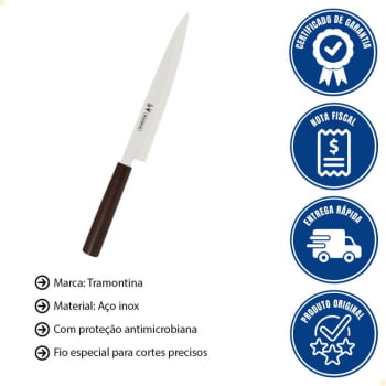 Faca Yanagiba Tramontina Sushi Com Lâmina Em Aço Inox E Cabo De Nylon 9" 24230049
