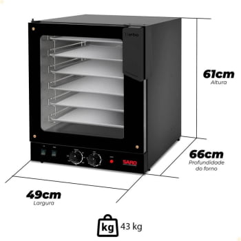 Forno Assador Industrial Turbo Elétrico Saro Com 6 Esteiras 220V Com Timer FT622