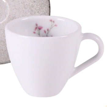 Conjunto Xícara e Pires de Café Tramontina Floralis em Porcelana Decorada 95 ml 2 Peças 96580084