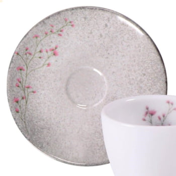 Conjunto Xícara e Pires de Café Tramontina Floralis em Porcelana Decorada 95 ml 2 Peças 96580084