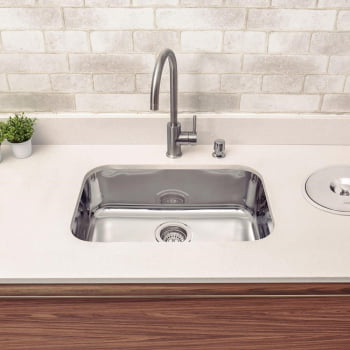 Cuba Tramontina Lavínia 56 BL Prime em Aço Inox Alto Brilho 56x34 cm com Válvula e Sifão 94024207