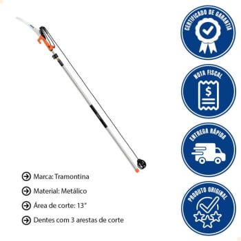 Serrote Podador de Galhos Altos Tramontina Profissional 13" Com Cabo Até 3 Metros 78380681