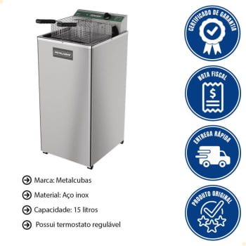 Fritadeira Elétrica Zona Fria Óleo Metalcubas FOE 15 P 220V MTC0080 (23633)