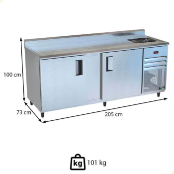 Balcão de Serviço Refrigerado Venancio Standard Ar Forçado com Cuba 220V VBSR20 34672