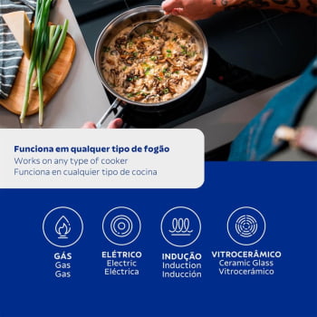 Frigideira Tramontina Solar em Aço Inox Fundo Triplo com Tampa e Cabo 20 cm 2,1 L 62500200