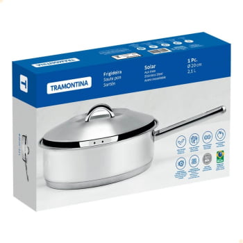 Frigideira Tramontina Solar em Aço Inox Fundo Triplo com Tampa e Cabo 20 cm 2,1 L 62500200