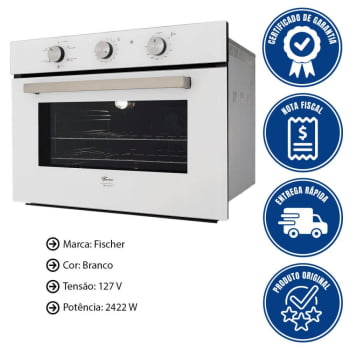 Kit Forno Elétrico Fischer Infinity Embutir 50L Air Fryer 5 Funções + Micro-Ondas 25l Branco 127v