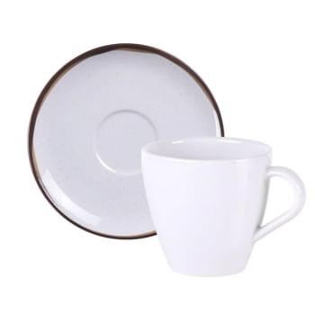Conjunto Xícara E Pires De Chá Tramontina Canyon Em Porcelana Decorada 200ml 2 Peças 96580135