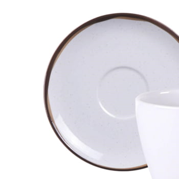 Conjunto Xícara E Pires De Chá Tramontina Canyon Em Porcelana Decorada 200ml 2 Peças 96580135