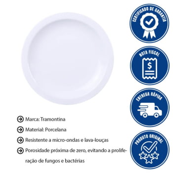 Kit 12 Pratos Para Pão Tramontina Paola Em Porcelana Branca 16cm 96600108