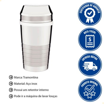 Coqueteleira Para Drinks Tramontina Millenium Em Aço Inox Com Detalhes Foscos 680 ml 61346080
