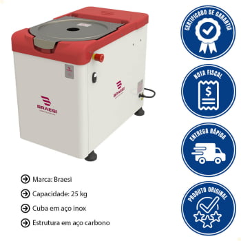 Amassadeira Rápida Industrial Braesi 25 Kg 220V Trifásica AR-25/1 G4