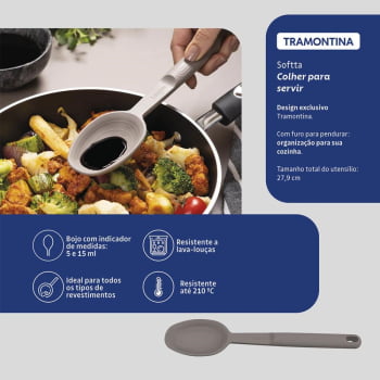 Colher para Servir Tramontina Softta em Silicone Cinza 25852160
