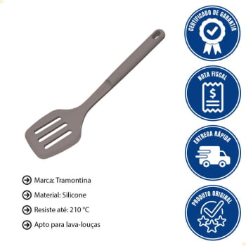 Espátula Vazada Tramontina Softta em Silicone Cinza 25850160