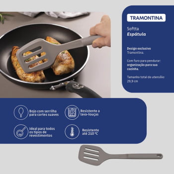 Espátula Vazada Tramontina Softta em Silicone Cinza 25850160