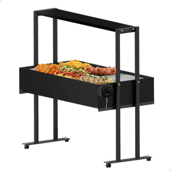 Buffet Térmico Aquecido Saro 6 Cubas Com Tampa Preto 220V BF622