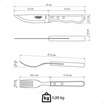 Jogo de Talheres para Churrasco Jumbo Tramontina em Inox Cabo Vermelho Polywood 12 Peças 21199796