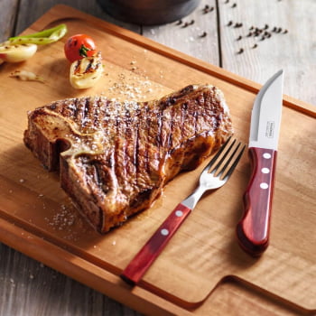 Jogo de Talheres para Churrasco Jumbo Tramontina em Inox Cabo Vermelho Polywood 12 Peças 21199796