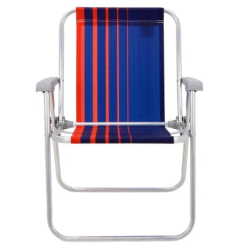 Kit 06 Cadeiras e Praia Tramontina Samoa Alta em Alumínio com Assento Azul Escuro e Laranja 92900000