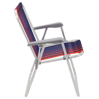 Kit 06 Cadeiras e Praia Tramontina Samoa Alta em Alumínio com Assento Azul Escuro e Laranja 92900000